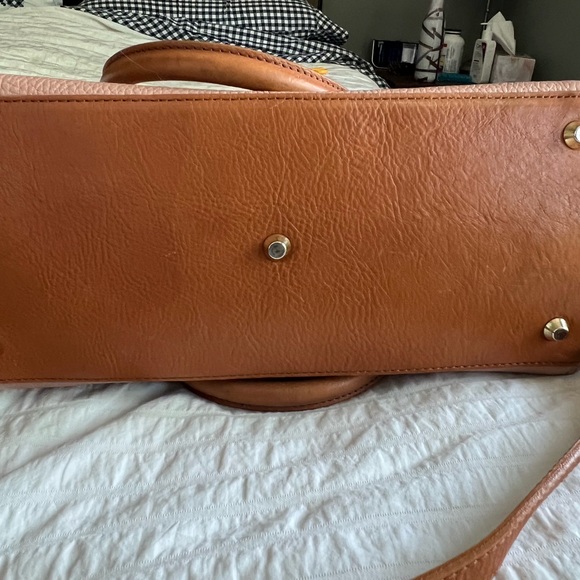 Genuine Leather Valentina Shoulder Cross-Body Bag - Pink and Tan - Picture 6 of 15